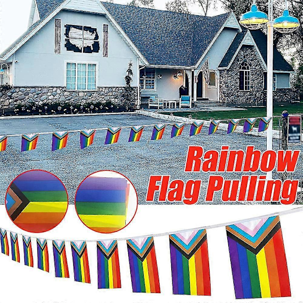Regnbåge Progress Pride Month 38 Flaggor Banner Med Snöre, Liten Regnbåge Lgbtq Vimpel Flagga Regnbåge Pride Dag Festival Dekor