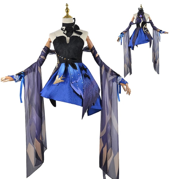 Game Genshin Impact Keqing Cosplay Kostym Outfit Anime Cosplay Halloween Kostymer Dam Venti Kostym Full Set Uniform XXL