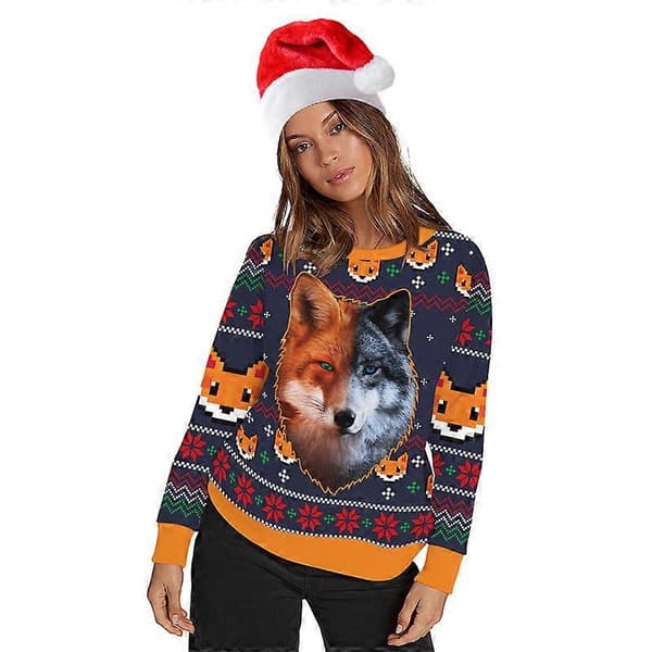 Unisex dyreprint crew neck grim jule Xmas pullover sweatshirt M