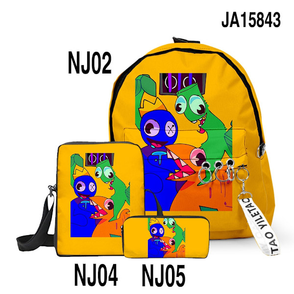 3 kpl Rainbow Friends -koululaukku, olkalaukku, lasten reppu style 7