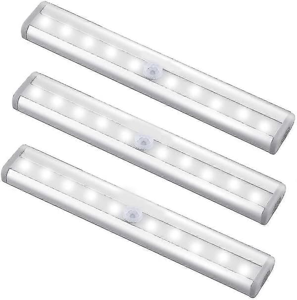 3-pack Rörelsesensor Ljusramp, trådlös garderobslampa (10 LED)