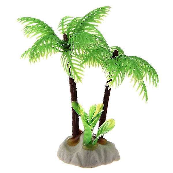 Akvarium Emulert Mini Kokosnøttre Vannplanter Dekor M/ Keramisk Base