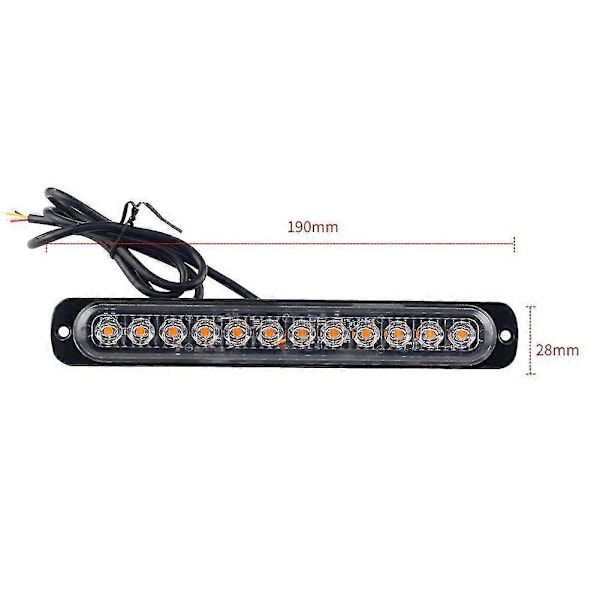 4 stk 12 Led Strobe S Blinkende Varsellys Gul 12v 24v Stroboskoper