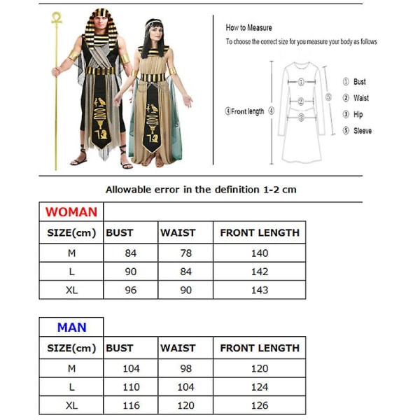 Carnival Halloween Par Egyptisk Myth Dräkt Kleopatra Farao Kappa Kappa Cosplay Fin festklänning Man XL