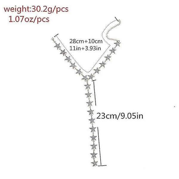 Strass Långa Halsband Kedja Kristall Stjärna Y-halsband Sommar Strand Choker Halsband Smycken För Dam