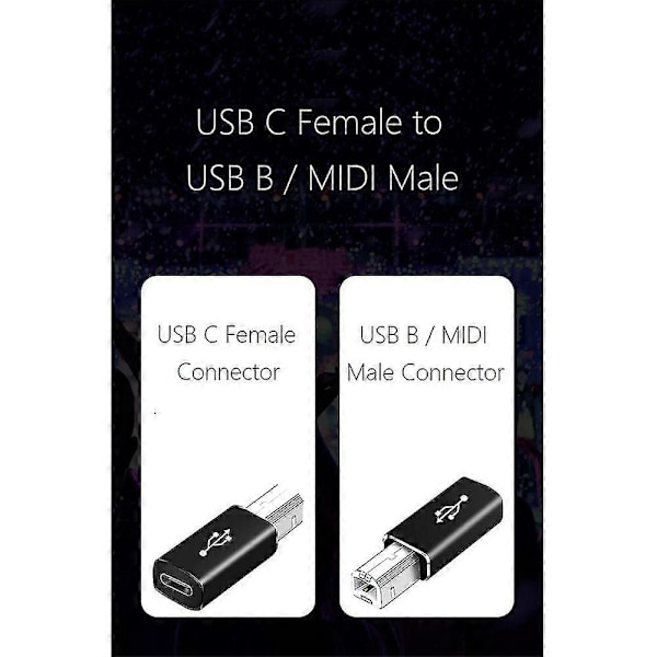 4 Pak USB C til USB B Adapter, Type C til USB Midi Adapter Kompatibel Midi Controller, Midi Keyboard, audio Interface, sølvgrå