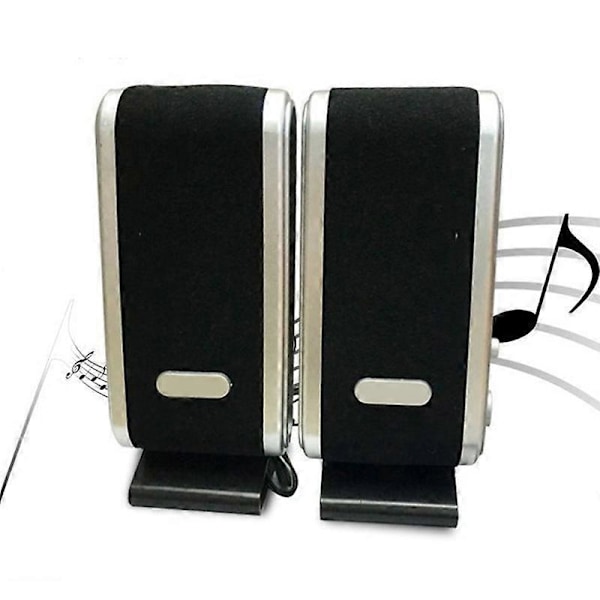 2 stk. Bærbar USB 3,5 mm Stereo Høyttaler Musikkspiller for Stasjonær PC Laptop