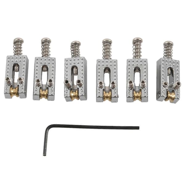 6 Roller Bridge Tremolo Stall Med Skiftnyckel För Strat Tele Elgitarr Kromfärg