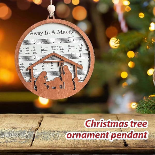 Julekrybbe ornamenter i noder træ noder ornament - træ ornament julepynt kompatibel med juletræ nytårsfest supp 4