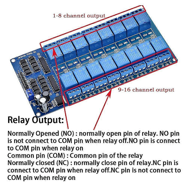 16-kanavainen 12 V:n relemoduuli optoerottimella, matalan tason liipaisinlaajennuskortti Raspberry Pi:lle