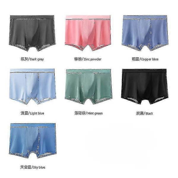 2kpl Miesten Hengittävät Alushousut Jääsilkki Bokserit Saumattomat Seksikkäät Alushousut Bokserit Miesten Alushousut Light Blue 4XL 83-93KG