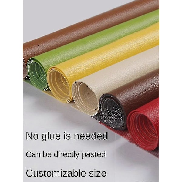 Självhäftande läder för soffreparation, möbelbord, stolsdekal, sitsväska, sko, sängfix, PU konstläderhud Khaki 50*137cm