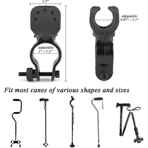 Käpphållare för Drive Rollator, Rollator, Rullstol - Universella Kryckkäppsfästen, 1\" Id, 2 st (a)