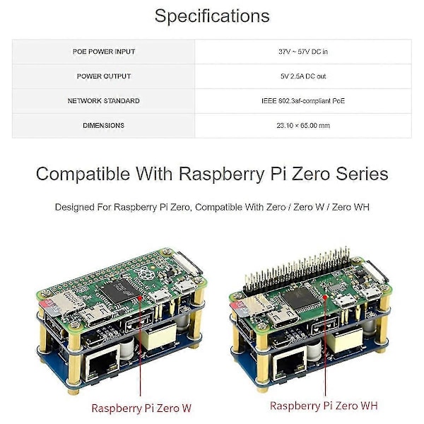 Poe Ethernet/usb Hub Hat -laajennuskortti Raspberry Pi Zero W Wh:lle, 10m/100m Ethernet-portti, 3x Usb