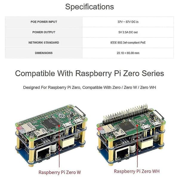 Poe Ethernet/usb Hub Hat Udvidelseskort Til Raspberry Pi Zero W Wh, 10m/100m Ethernet Port, 3x Usb
