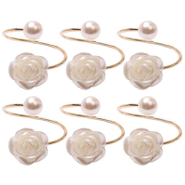 6 stk. Legering Servietringe Perle Rose Servietringe Kreative Servietspænder
