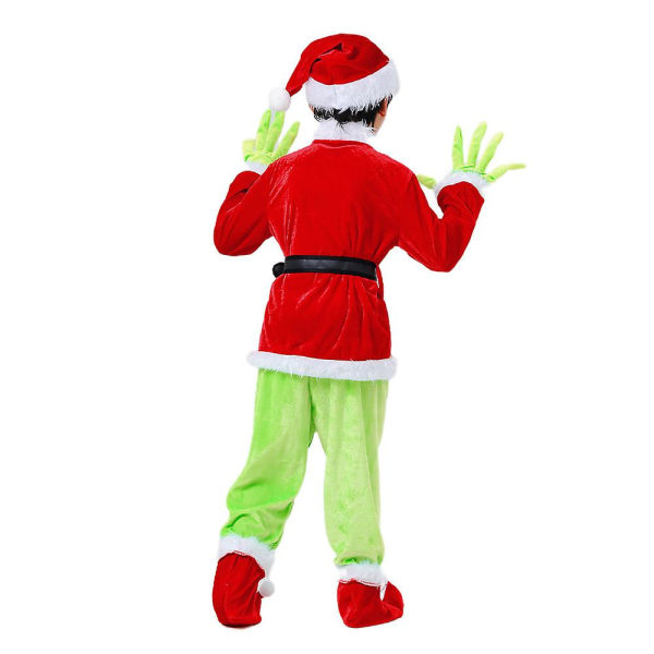 Christmas Kids Grinch Cosplay Kostym Tomte Fancy Dress Juldräkt 11-12Years