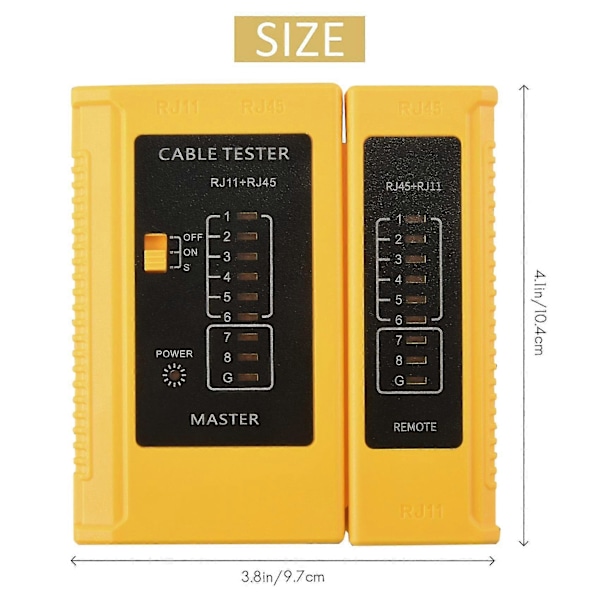 Nettverkskabeltester Testverktøy Rj45 Rj11 Rj12 Cat5 Cat6 Utp Usb Lan Ledning Ethernet Kabeltester (batte