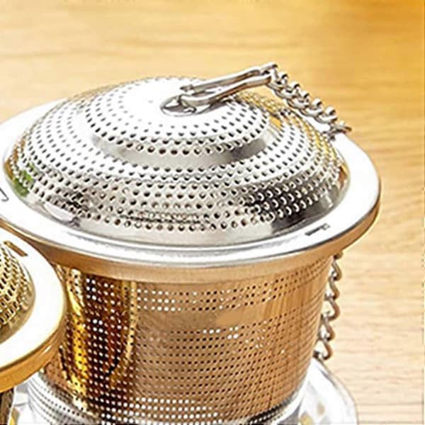 Løs Te Infuser (sæt med 2) med Te Scoop og Drypbakke - Ultra Fin Rustfrit Stål Si