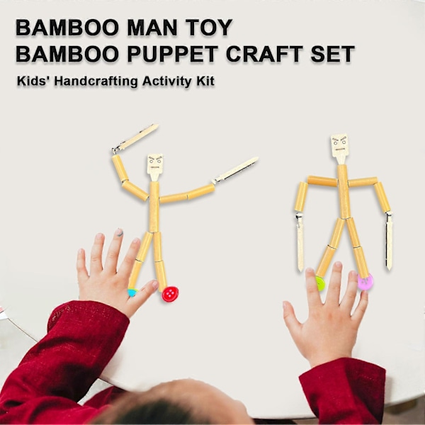 Bambu Man Leksak DIY Docka Kit Barn Interaktivt Spel Bambu Hantverksmaterial Kit för Pojkar Flickor Present