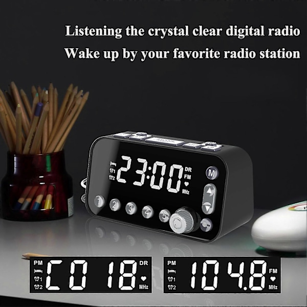 Digital Väckarklocka Radio Dubbel Usb Justerbar Volym Led-display Sleeptimer Trådlös Fm/dab Klockradio Hemtillbehör Qinghai