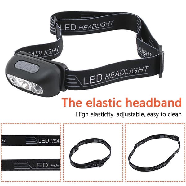LED Flashlampe USB Oppladbare Hodelykter med Bølgesensor Vanntett IPX5