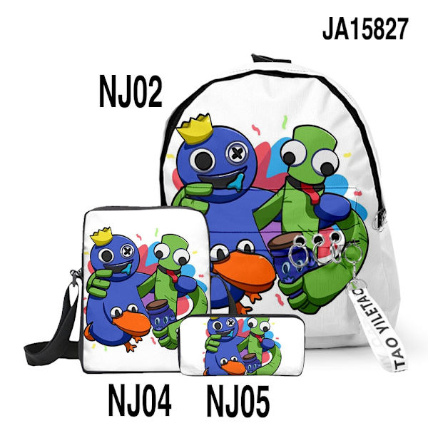 3 kpl Rainbow Friends -koululaukku, olkalaukku, lasten reppu style 20