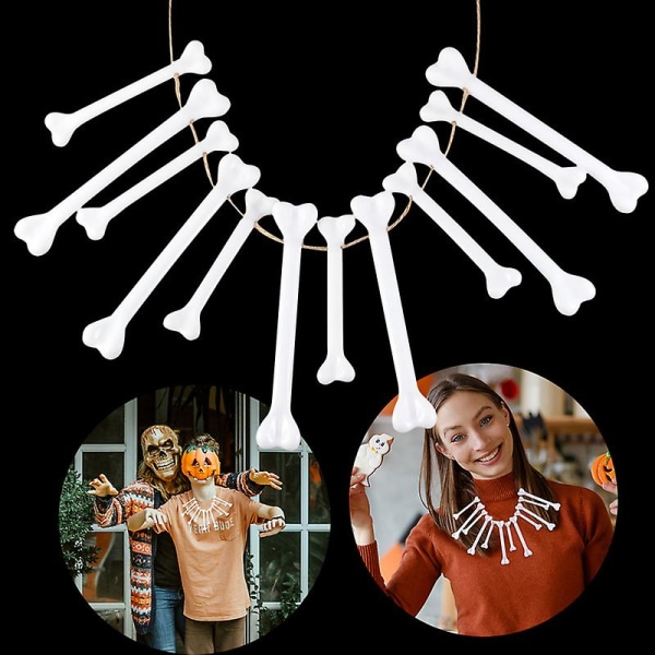 12 st Halloween spökhus dekoration Skräck rekvisita Wildlings Bones Realistiska skelett Mänskliga ben för Halloween Voodoo smycken