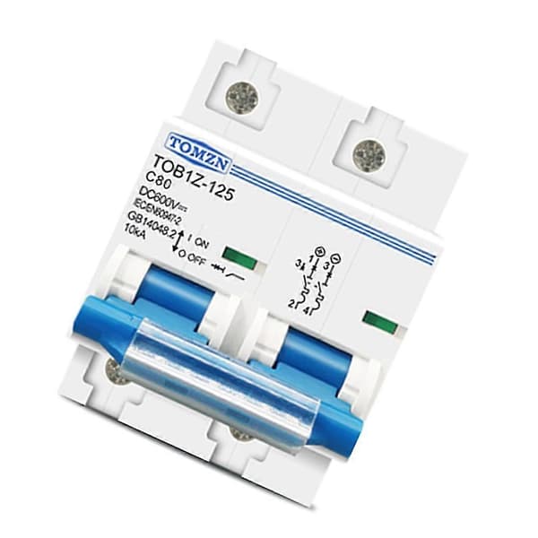 Tomzn 2p Dc Mcb 600v Effektbryter Kompatibelt PV-system C Kurve Batteri Hovedbryter, 80a