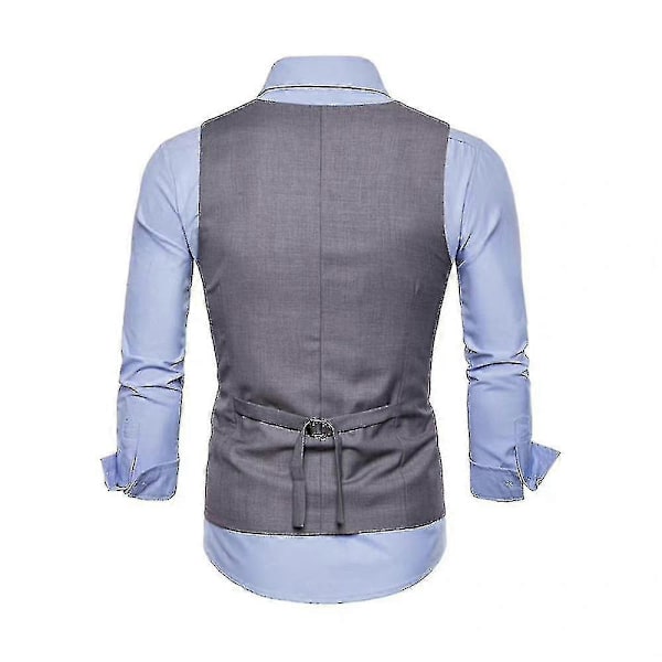 Julemænd Ensfarvet U-Hals Dobbeltknappet Jakkesætsvest Slim Fit Formel Vest Grey XL