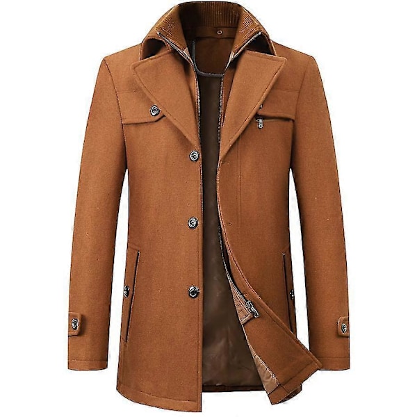 Ullrock för män Höst och Vinter Dubbelkrage Ullrock Slag Tjock Ullrock Lång Jacka camel 4xl