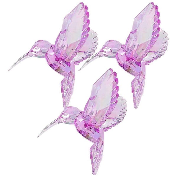 3 stk. Kolibri Ornament Akryl Iridescent Klar Kolibri Anheng for Dekor