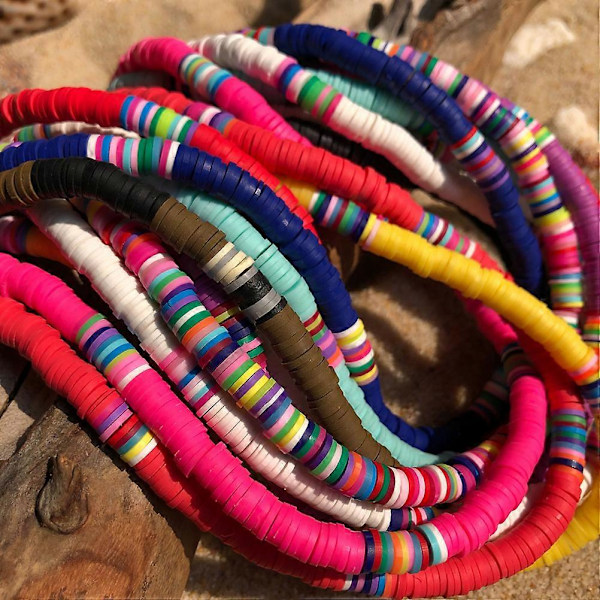 Dame Halskjede Strand Fritid Personlig Kjede Leire Runde Biter Halskjede (Fargerik 6mm)