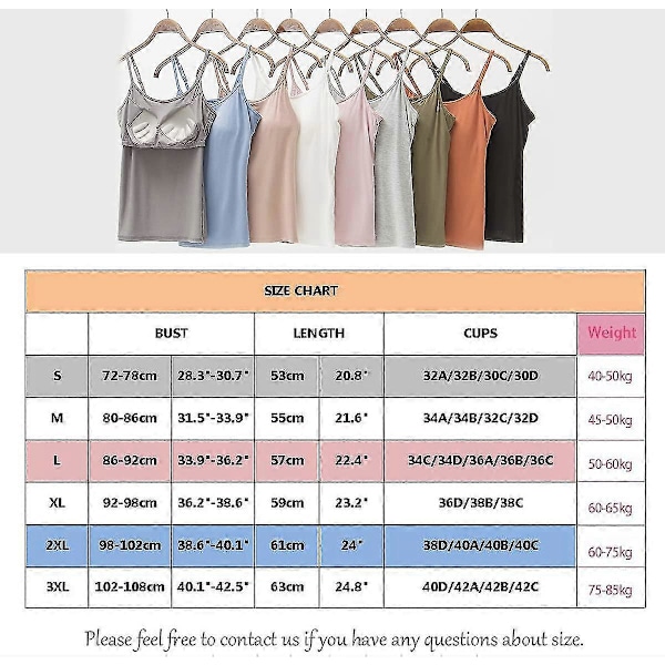 2-i-1 Dam Basic Sömlös Camisole Enfärgad Spaghettiband Slim Fit Bomull, Justerbara Spaghettiband Linne med Inbyggd BH Khaki M
