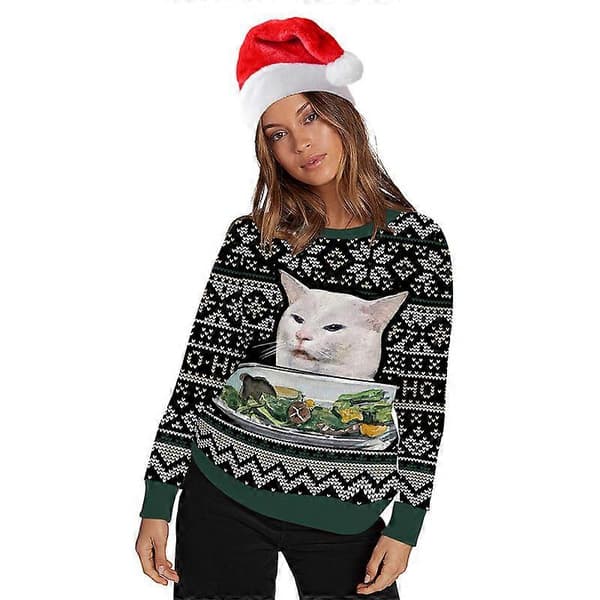 Unisex julesweatshirt til mænd kvinder pullover sweater crewneck langærmet top M