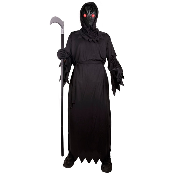 Unisex män Vuxen Phantom Halloween kostym med glödande röda ögon Pojkar Grim Reaper kostym för barn Adult S