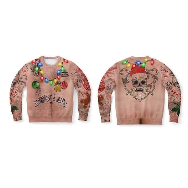 Jul Kvinnor Män Ful Jultröja Sweatshirt Pullover Tröja Toppar Tunika Multicolor 4XL
