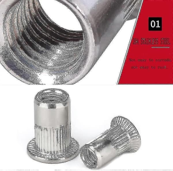 100 stk. M6 Aluminium Rivmuttere Flat Hode Rustfritt Stål Rivmuttere For Riveterpistol