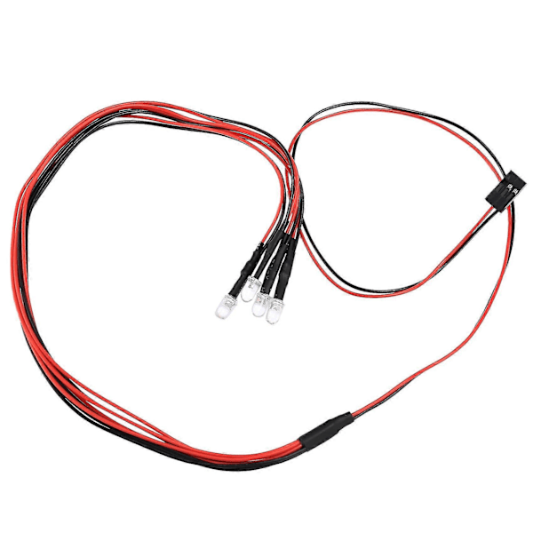 5kpl 4 LED-valoa 5mm 2 Valkoista 2 Punaista Valoa 1/8 1/10 Axial Scx10 Traxxas Trx4 D90 Hpi Redcat Rc Ca -autoihin