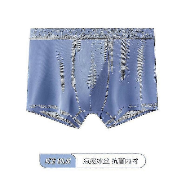 2kpl Miesten Hengittävät Alushousut Jääsilkki Bokserit Saumattomat Seksikkäät Alushousut Bokserit Miesten Alushousut Blue 4XL 83-93KG