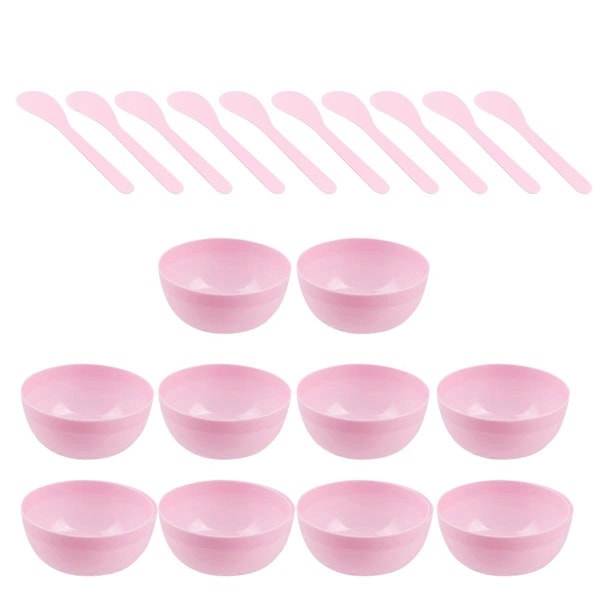 10 stk. krystalmudder blandeskåle, multifunktionelle plastikskåle, DIY krystaljord forsyninger til børn piger med 10 stk. skeer (pink)