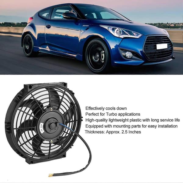 10 tums Elektrisk Kylfläkt Slim Push/Pull 12V med Installationstillbehör