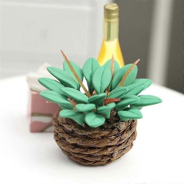 1/12 Dockskåp Miniatyr Blommor Simulering Mini Hängande Korg Lerkruka Dockskåp Tillbehör