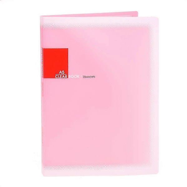 Plast A5 Papirmappe med 20 Lommer, Rosa