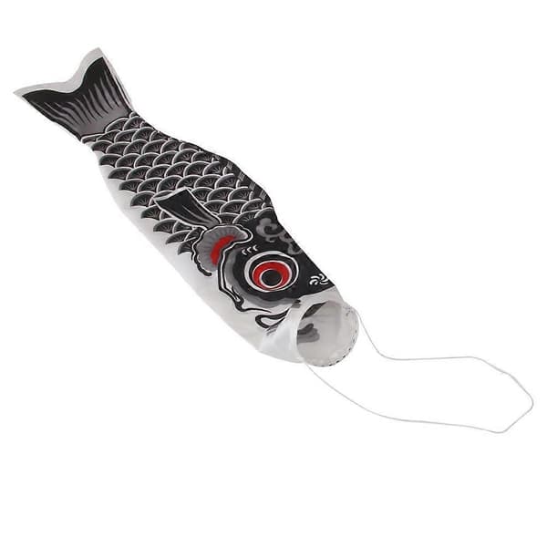 70 cm Japansk Karpeflag Koinobori Vindpose (Sort)