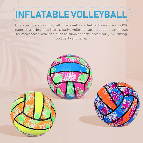 3 st Färgglada Uppblåsbara Vattenvolleybollar för Strandpool Volleyboll Leksak Slumpmässig Färg