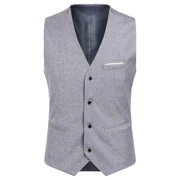 Herre Jakkesæt Business Casual 3-delt Jakkesæt Blazer Bukser Vest 9 Farver Grey XS