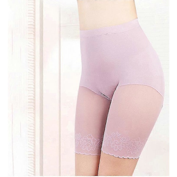 Slipshorts för kvinnor under klänning, sömlösa släta underkläder spets lår trosor säkerhetsshorts shorts under kjol Pink XL 60kg-80kg