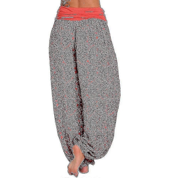 Naisten Boho Paiey Gypsy Harem Housut Ali Baba Jooga Palazzo Löysät Hippihousut Bloomersit Smokkivyötäröllä Red S