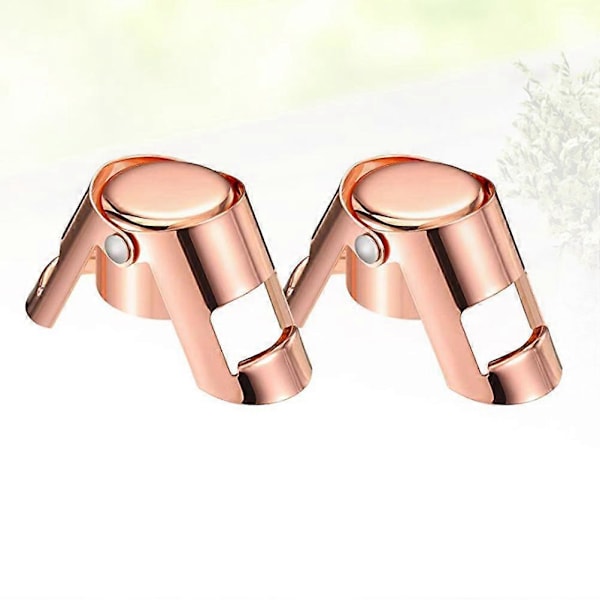 2 stk. Vinstopper i rustfrit stål og silikone, rødvin champagne stopper (Rosaguld)